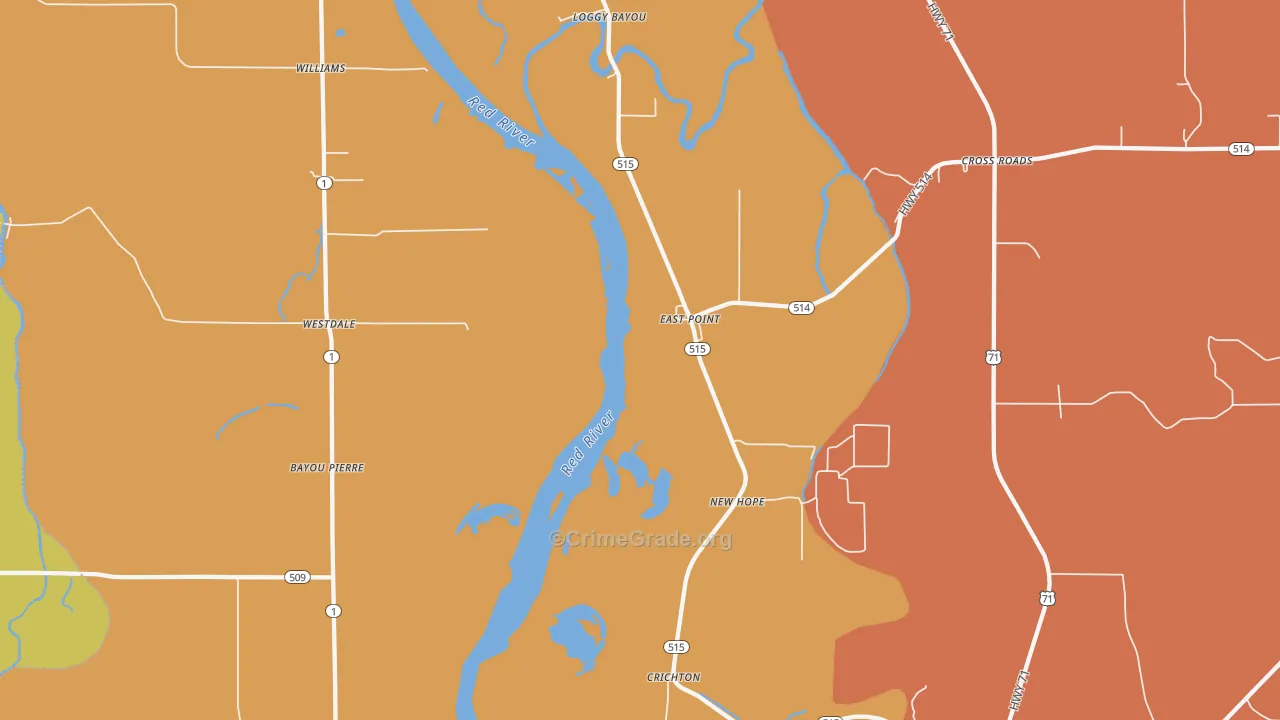 Crichton, LA Map of Robbery Rates