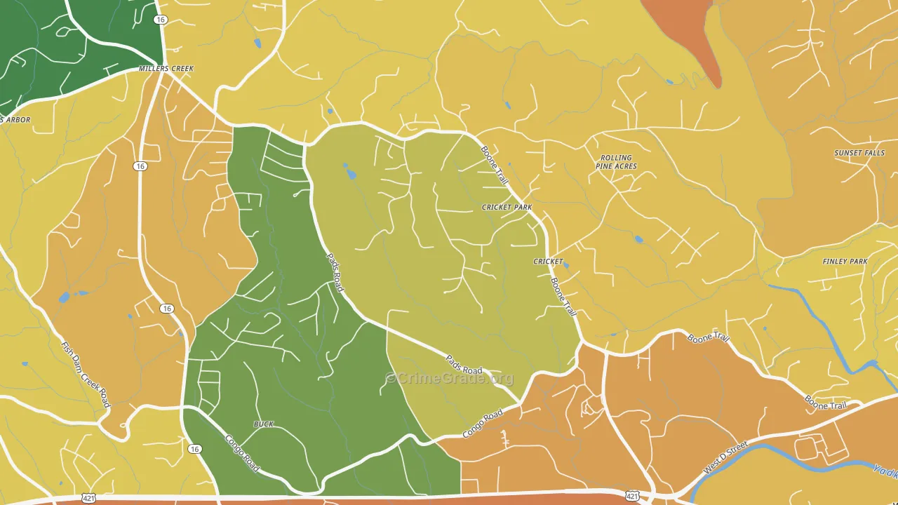 Cricket, NC Map of Robbery Rates