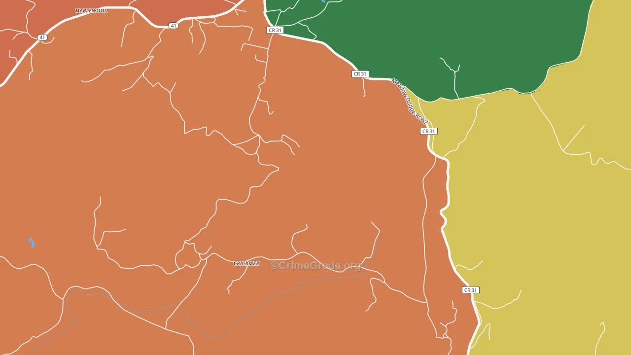 Crickmer, WV Map of Robbery Rates