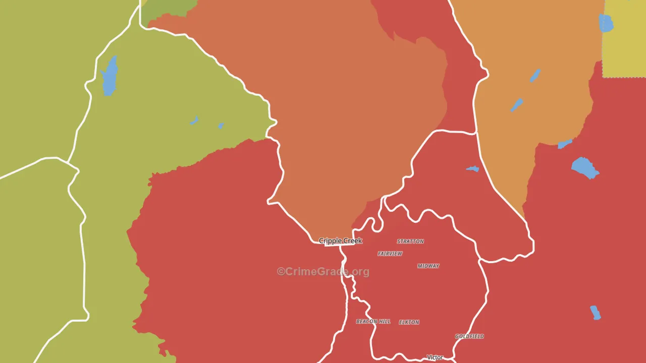 Cripple Creek, CO Map of Robbery Rates