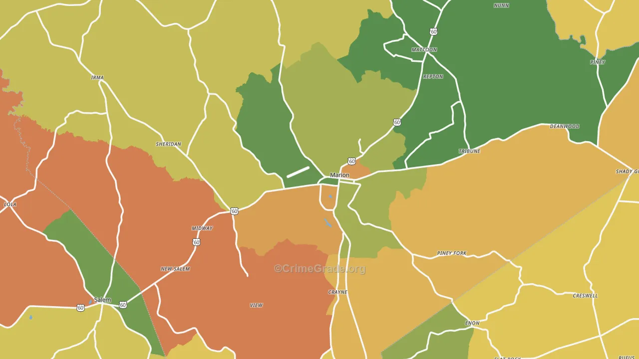 Crittenden County, KY Map of Robbery Rates