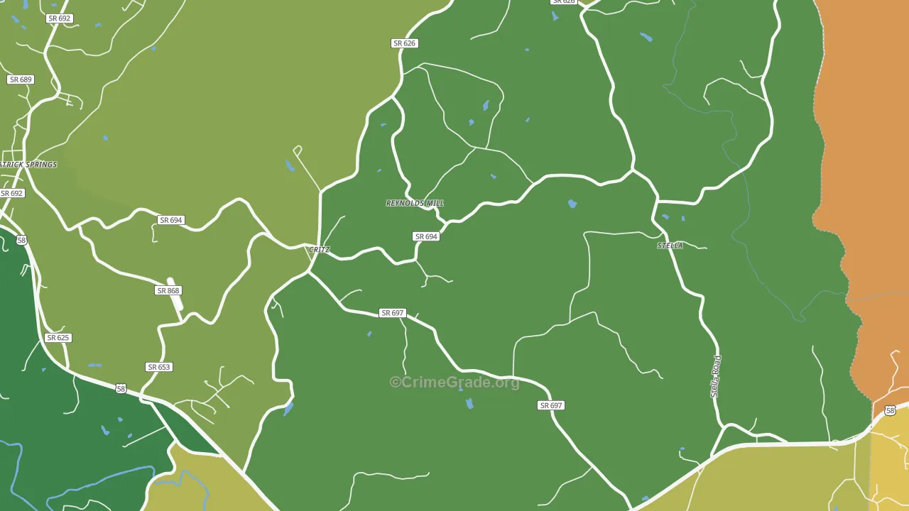 Critz, VA Map of Robbery Rates
