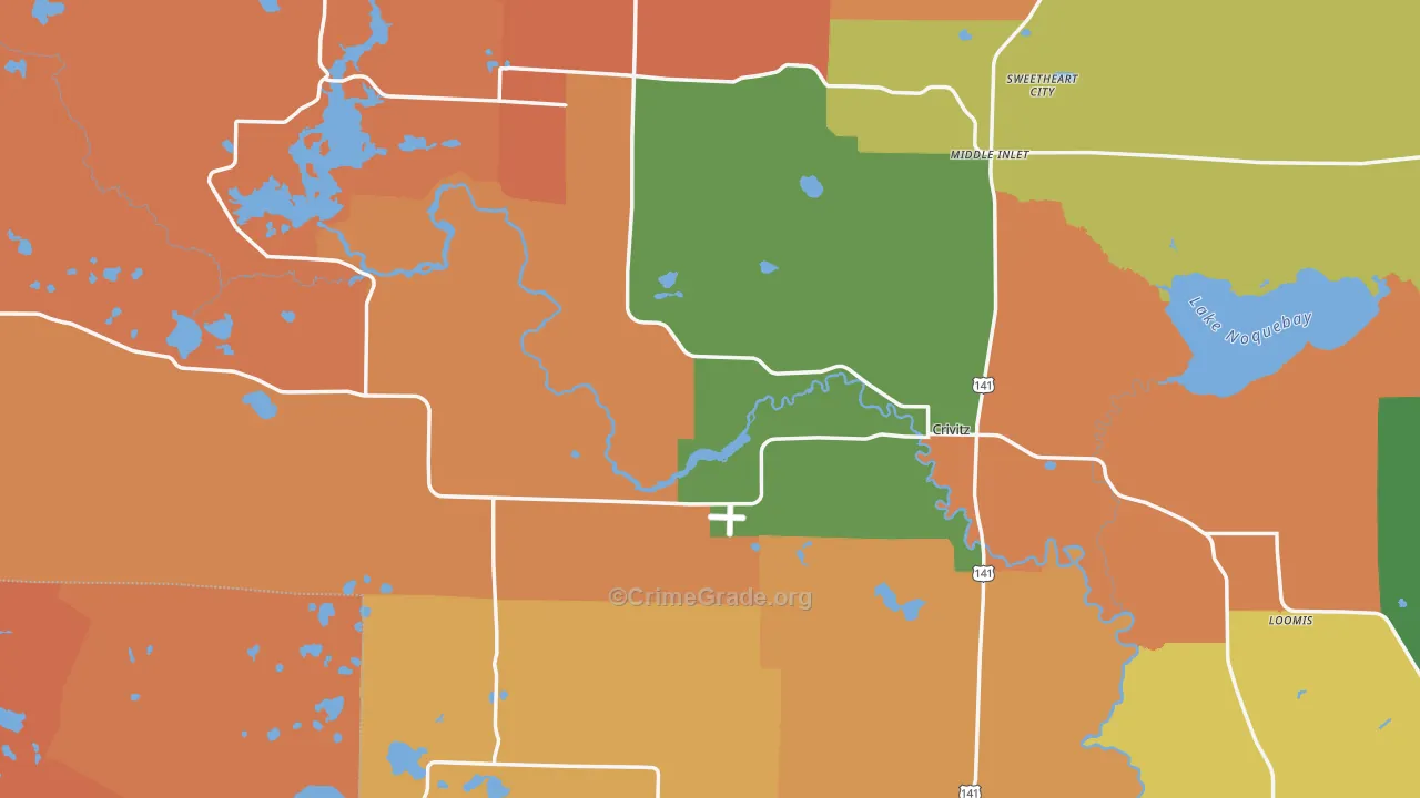 Crivitz, WI Map of Robbery Rates
