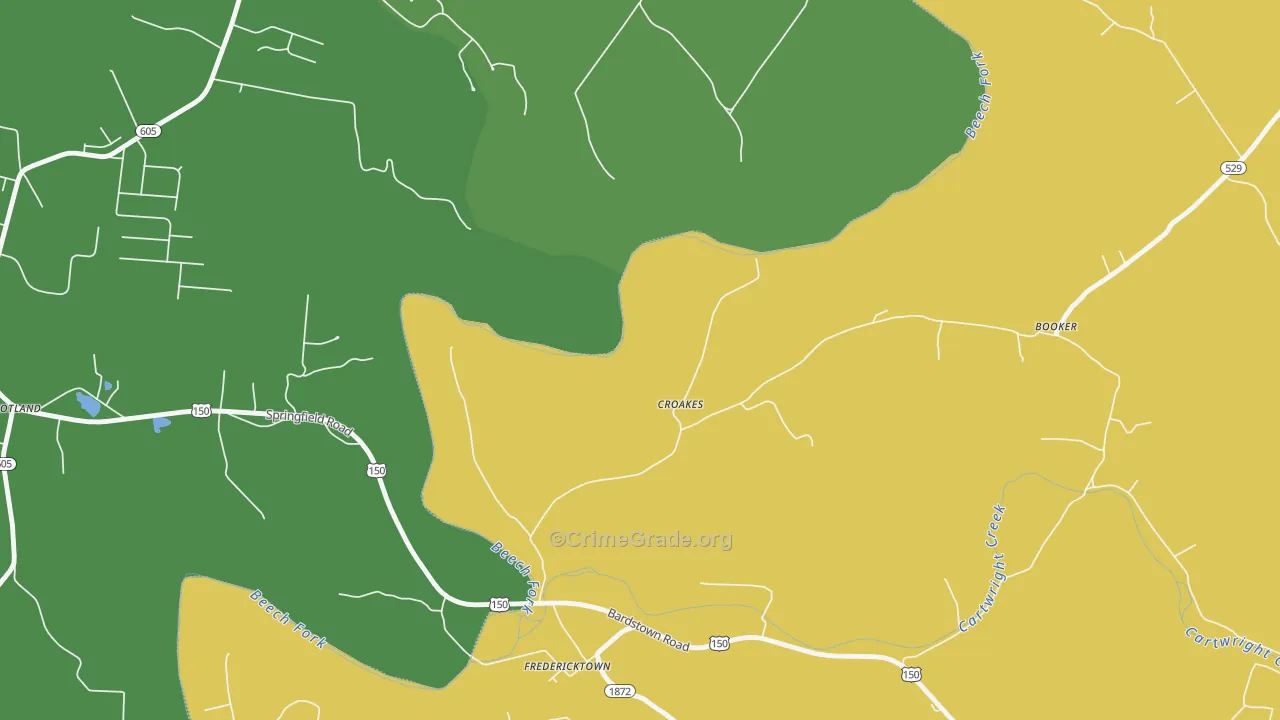 Croakes, KY Map of Robbery Rates
