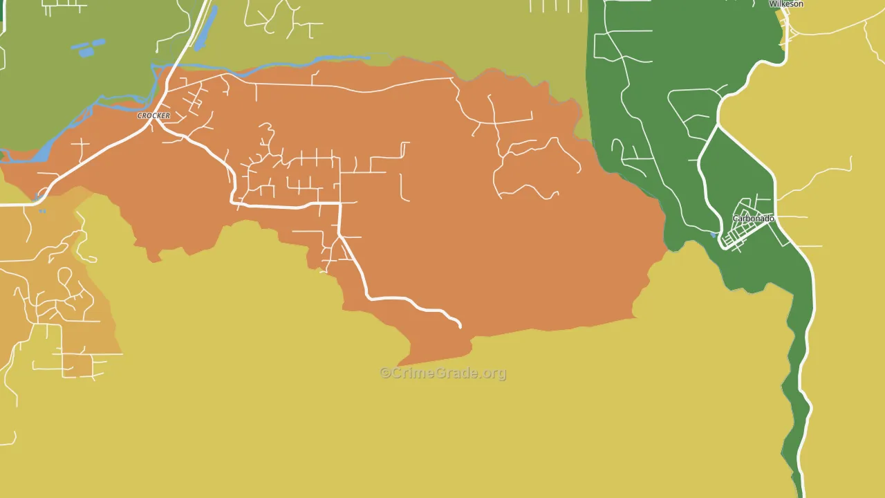 Crocker, WA Map of Robbery Rates