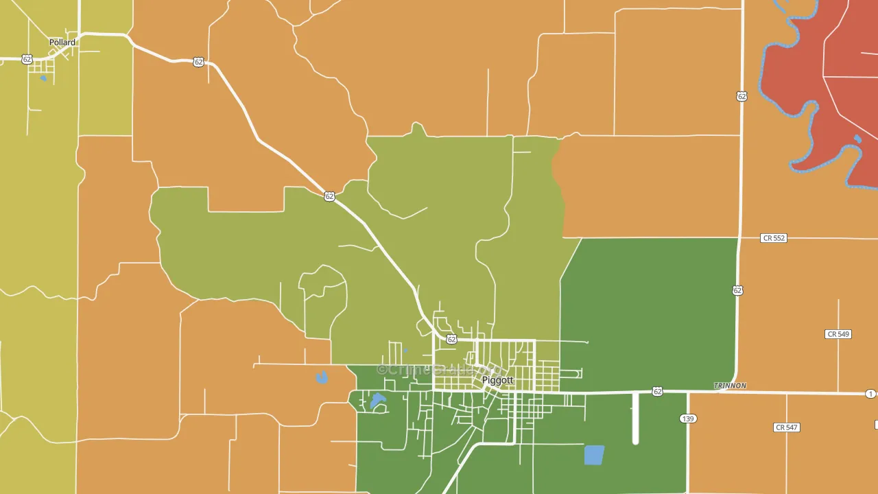 Crockett, AR Map of Robbery Rates