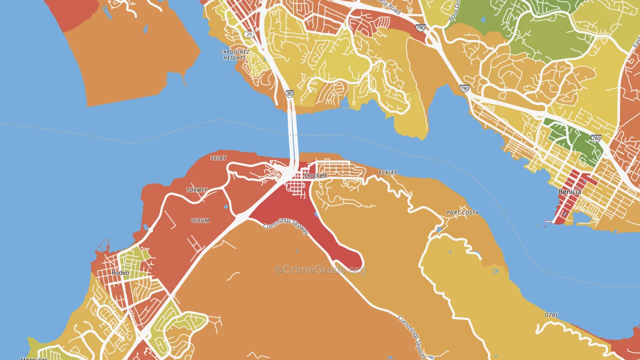 Crockett, CA Map of Robbery Rates