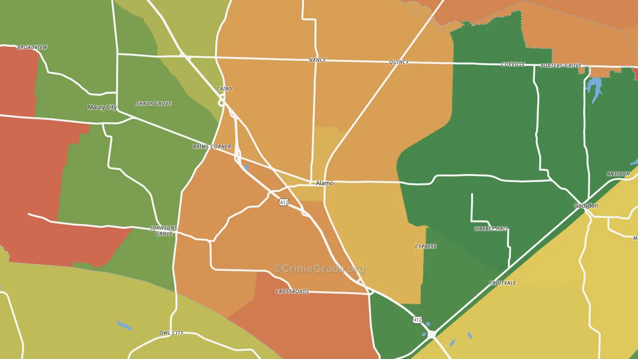 Crockett County, TN Map of Robbery Rates