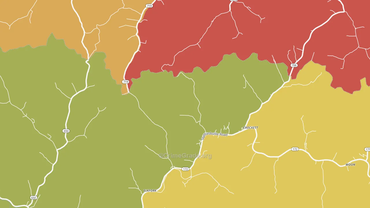Crockett, KY Map of Robbery Rates