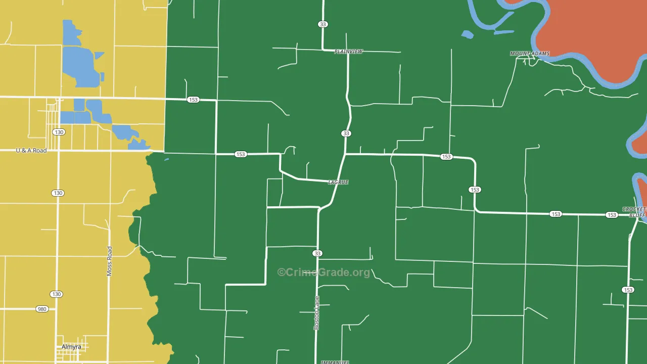 Crocketts Bluff, AR Map of Robbery Rates