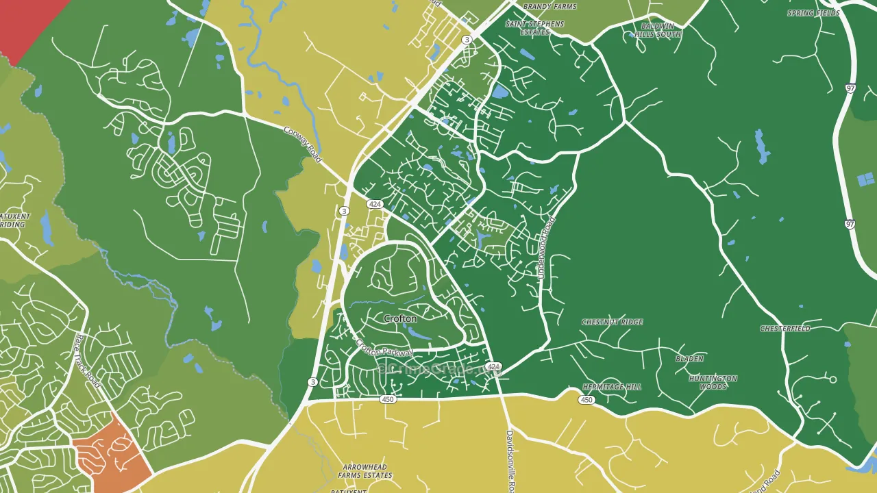 Crofton, MD Map of Robbery Rates