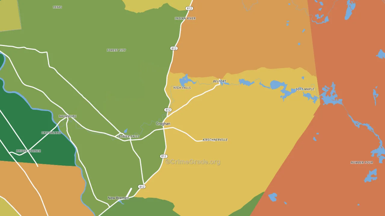 Croghan, NY Map of Robbery Rates