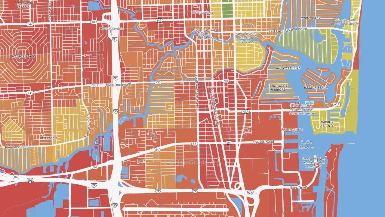 Croissant Park, Fort Lauderdale, FL Map of Robbery Rates