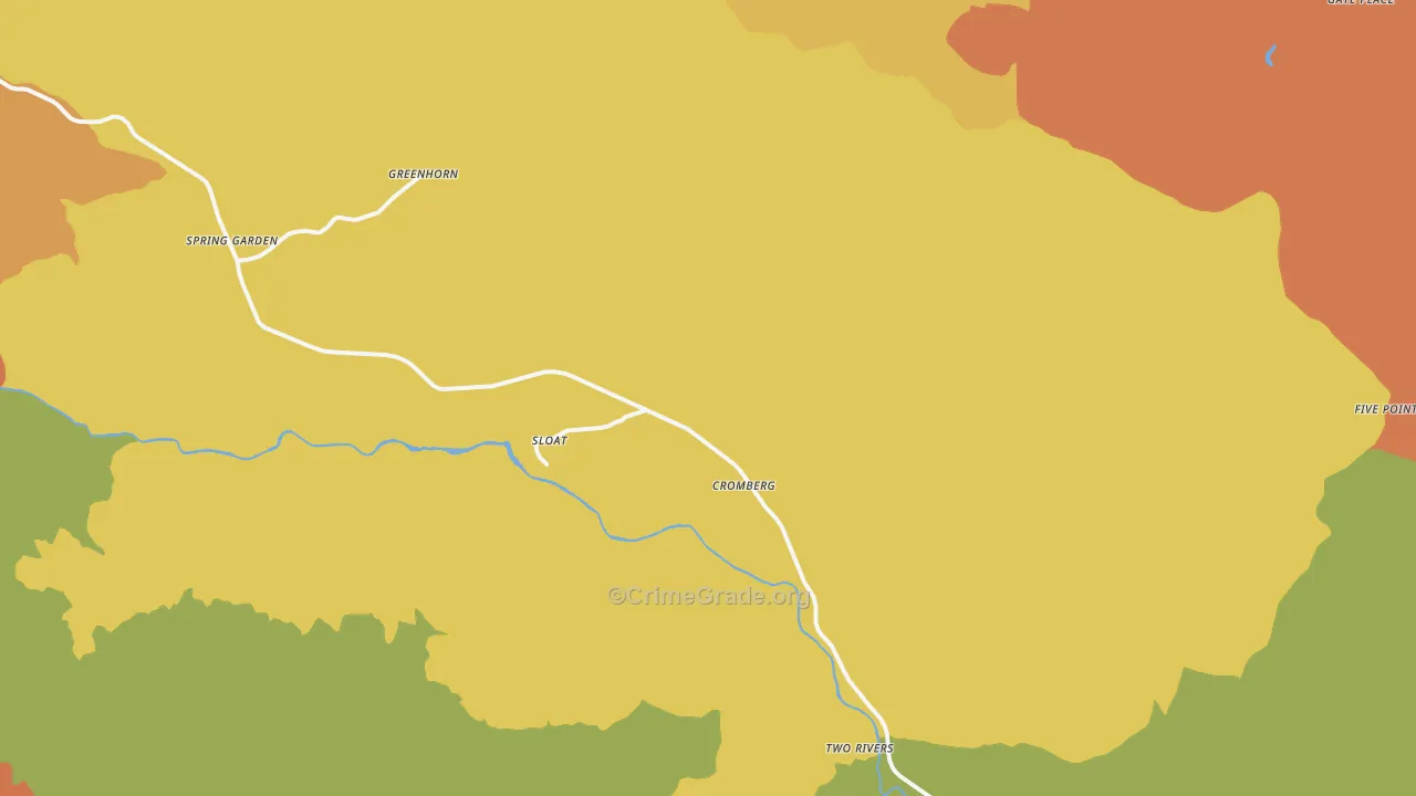 Cromberg, CA Map of Robbery Rates