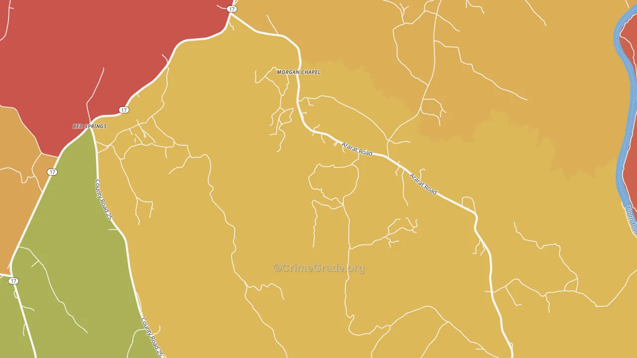 Cromwell, AL Map of Robbery Rates