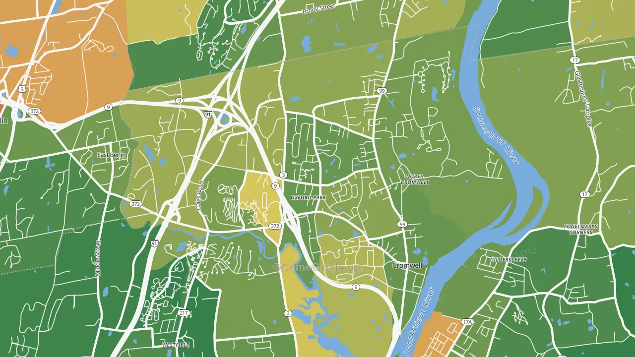Cromwell, CT Map of Robbery Rates