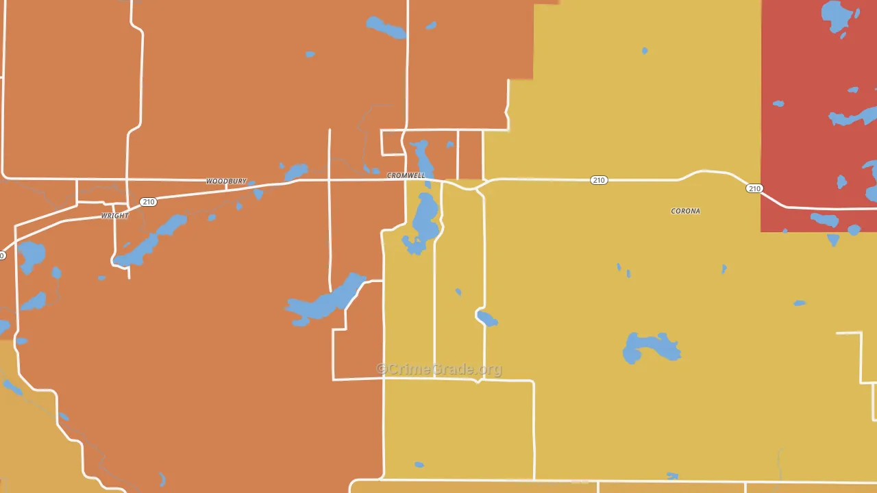 Cromwell, MN Map of Robbery Rates