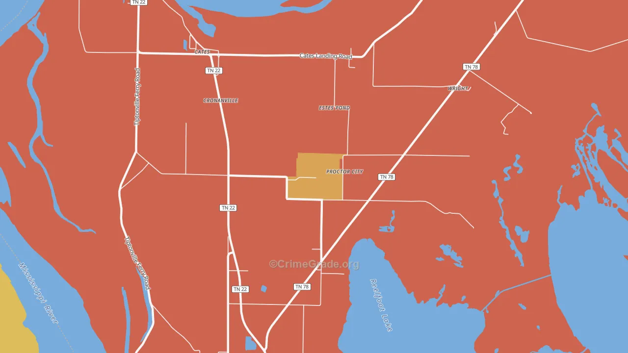 Cronanville, TN Map of Robbery Rates