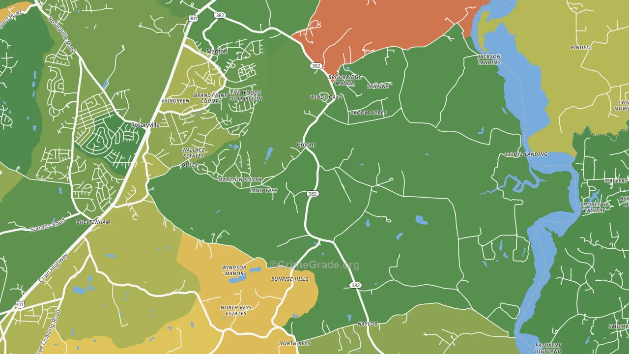 Croom, MD Map of Robbery Rates
