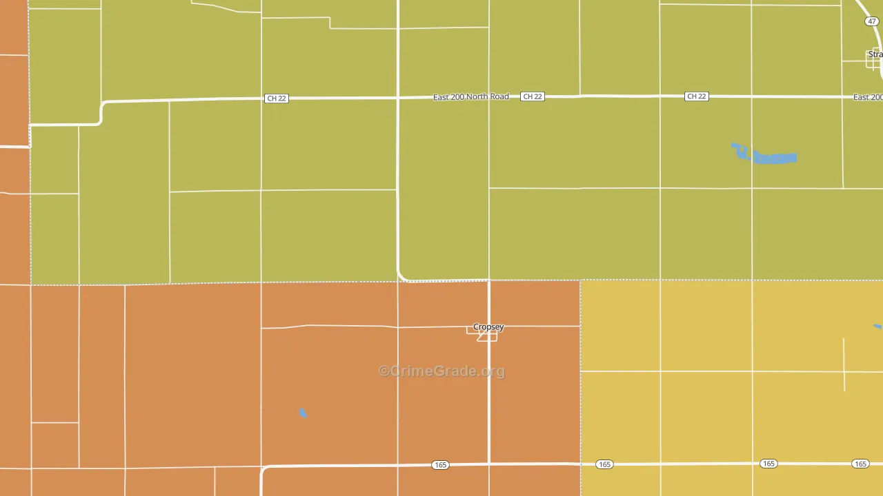 Cropsey, IL Map of Robbery Rates