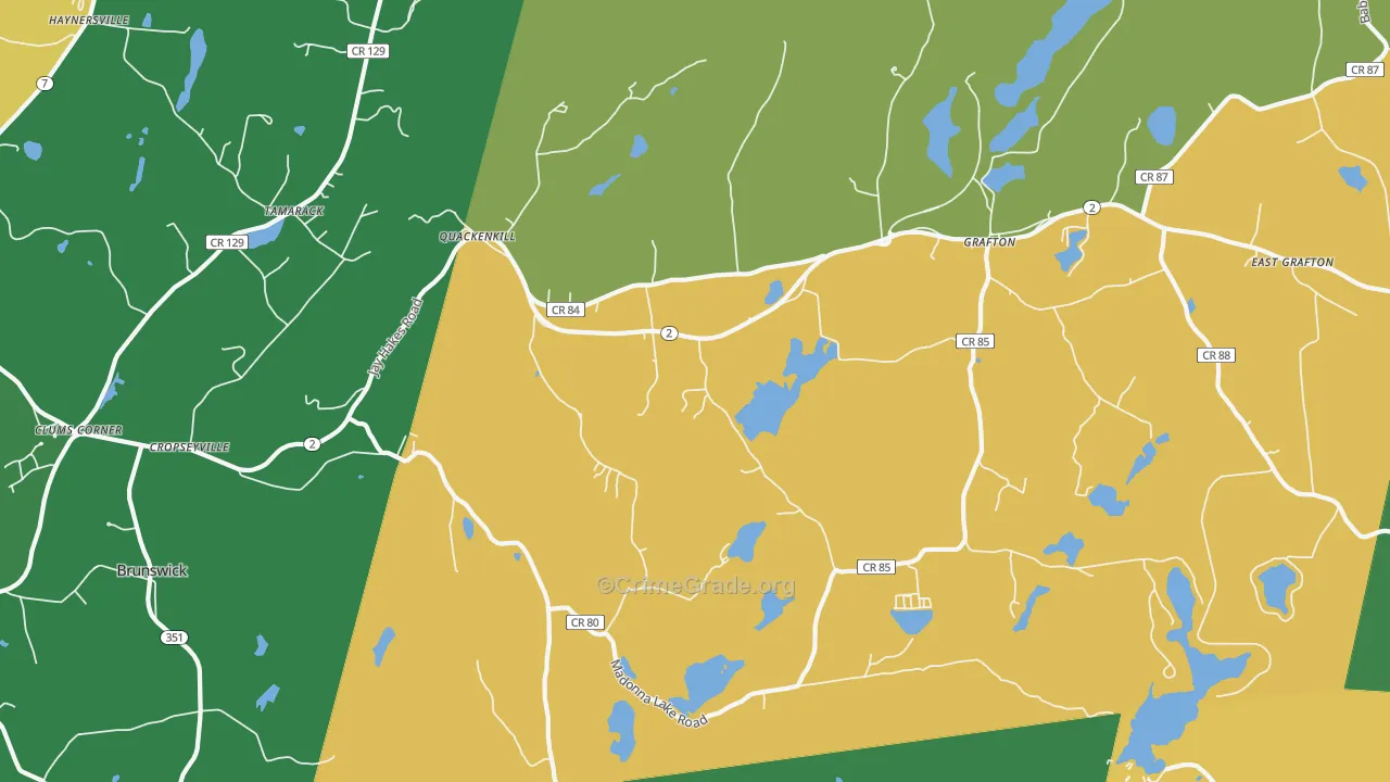 Cropseyville, NY Map of Robbery Rates
