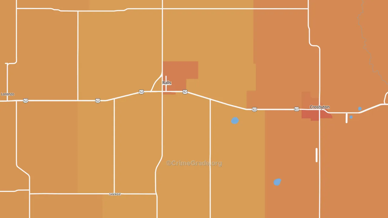 Crosby County, TX Map of Robbery Rates