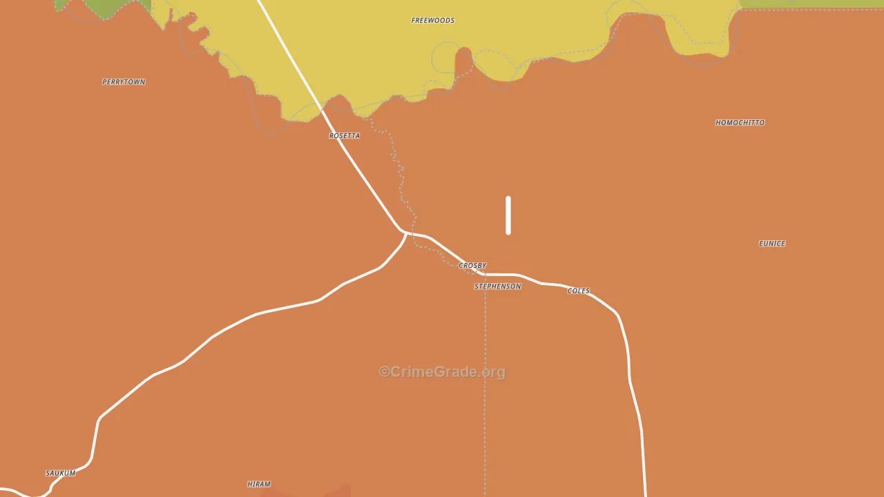 Crosby, MS Map of Robbery Rates