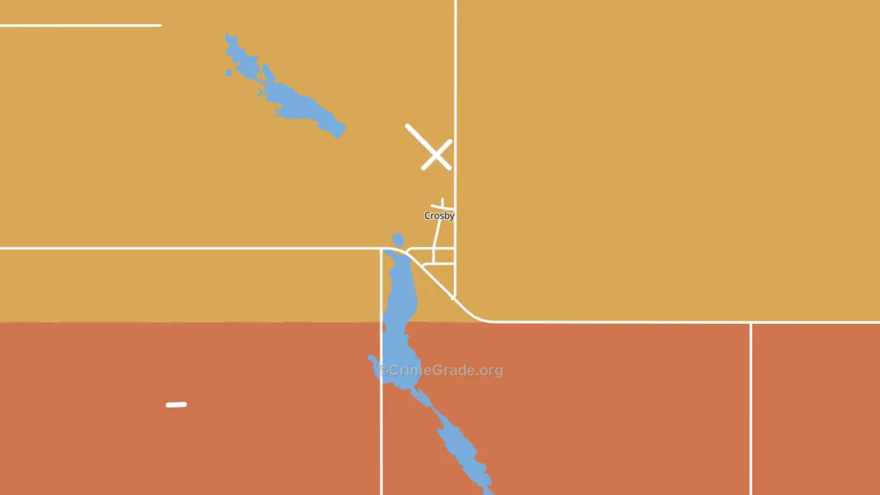 Crosby, ND Map of Robbery Rates