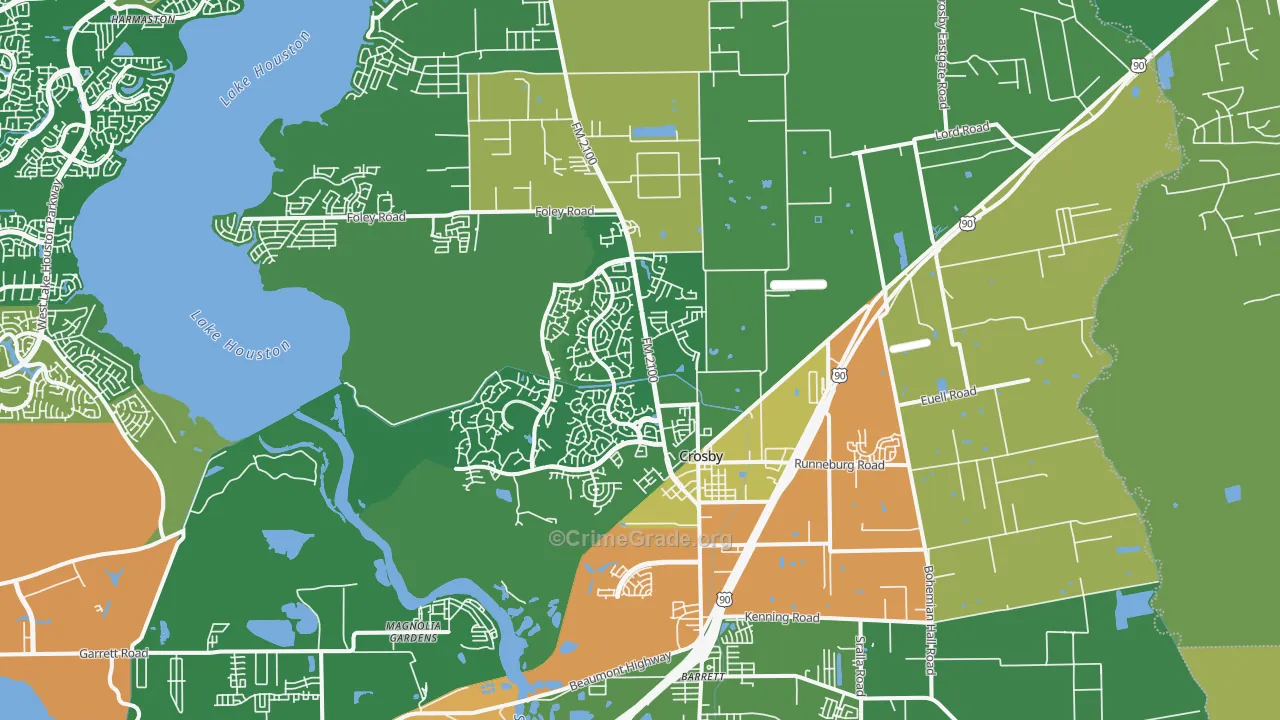 Crosby, TX Map of Robbery Rates