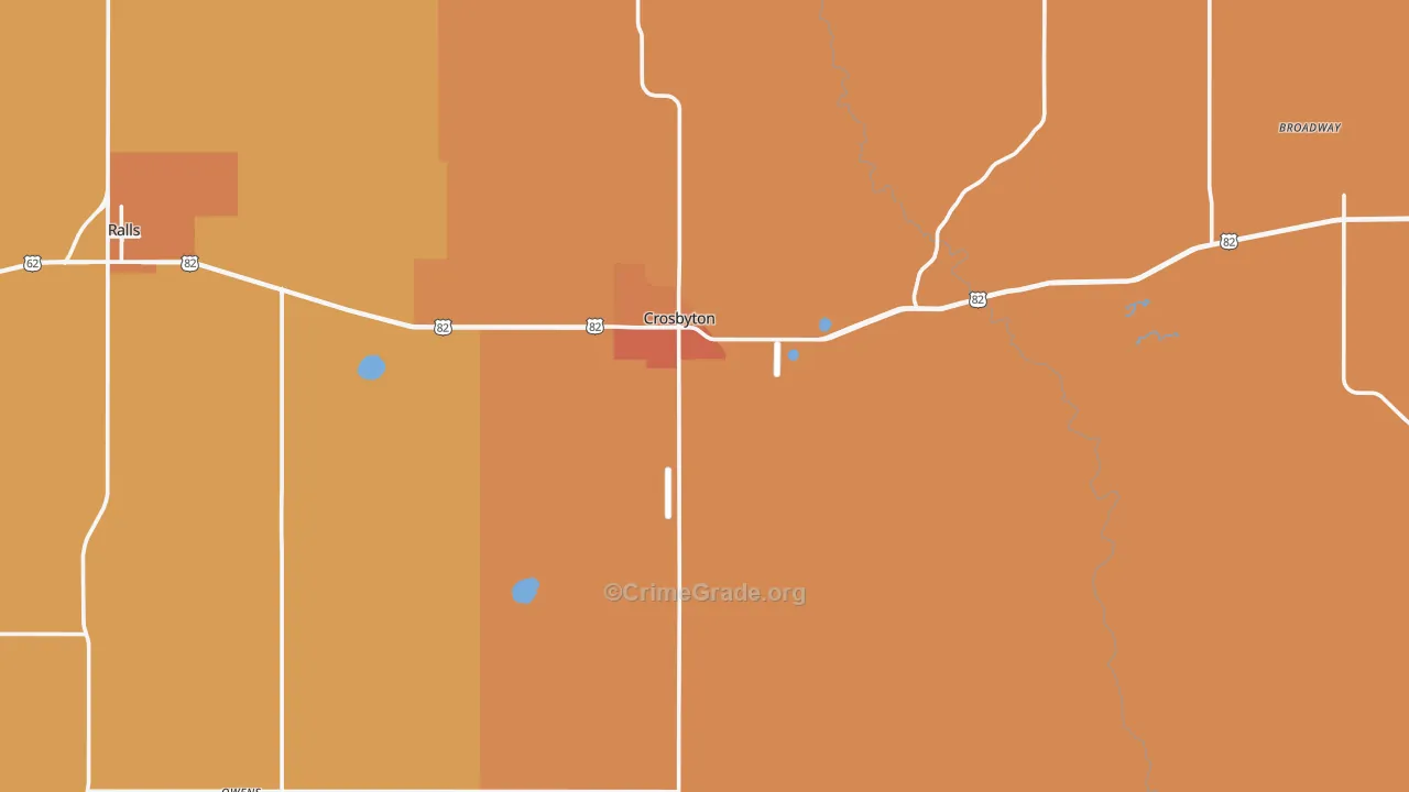 Crosbyton, TX Map of Robbery Rates