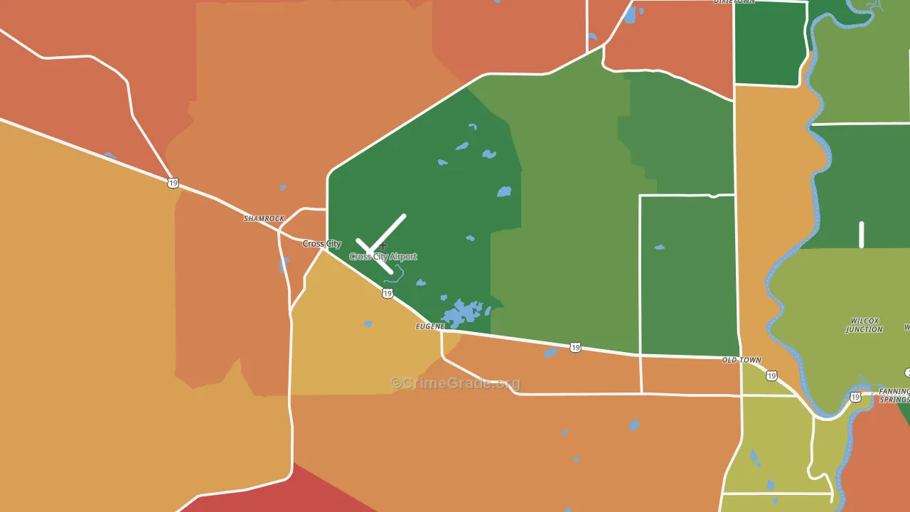 Cross City, FL Map of Robbery Rates