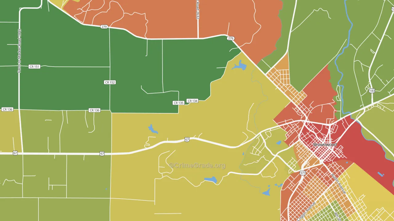 Cross Cut, TX Map of Robbery Rates