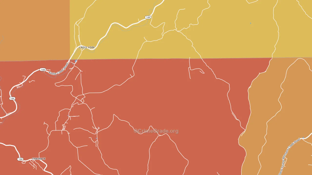 Cross Fork, PA Map of Robbery Rates