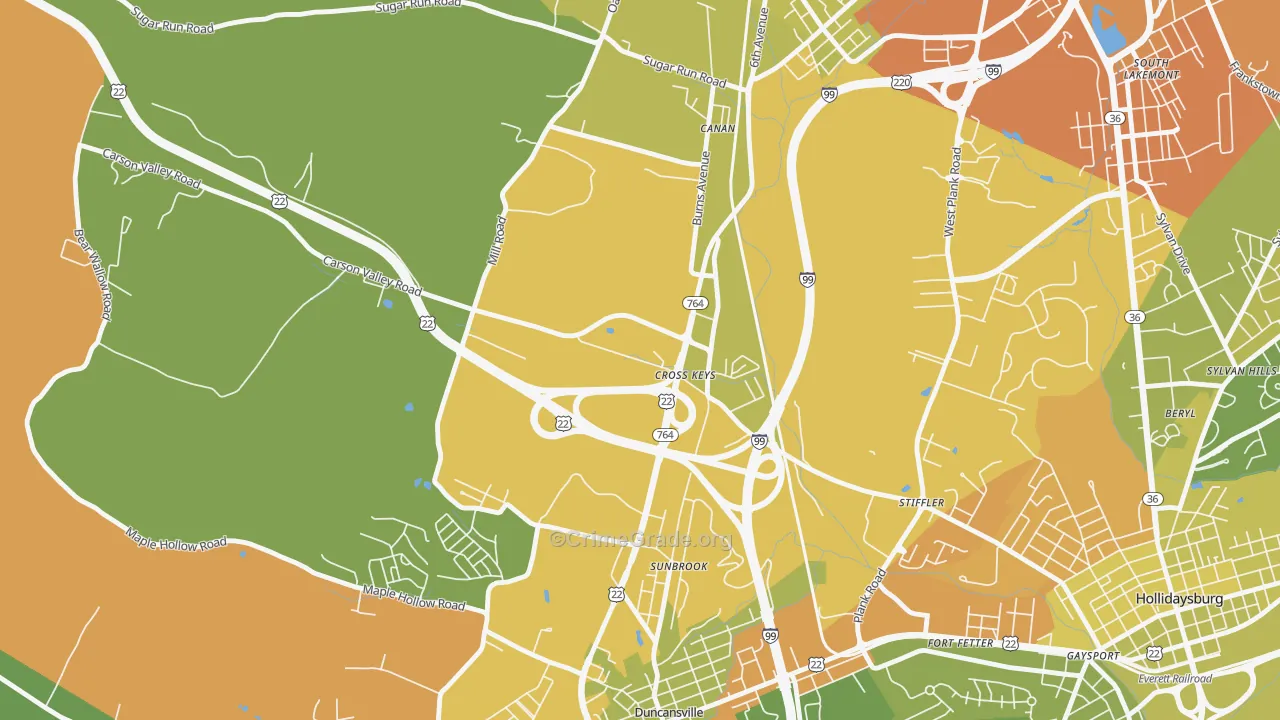 Cross Keys, PA Map of Robbery Rates