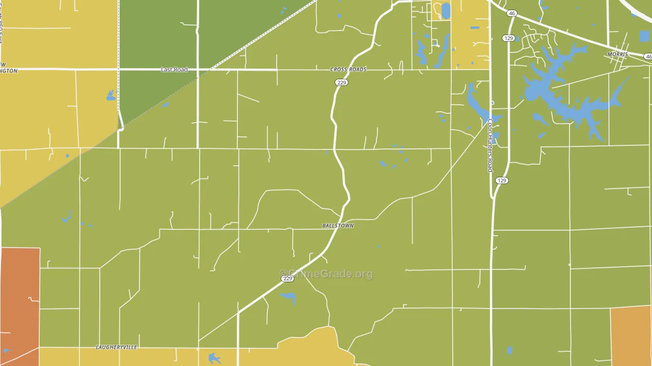 Cross Roads, IN Map of Robbery Rates