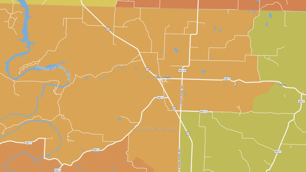 Cross Timbers, MO Map of Robbery Rates