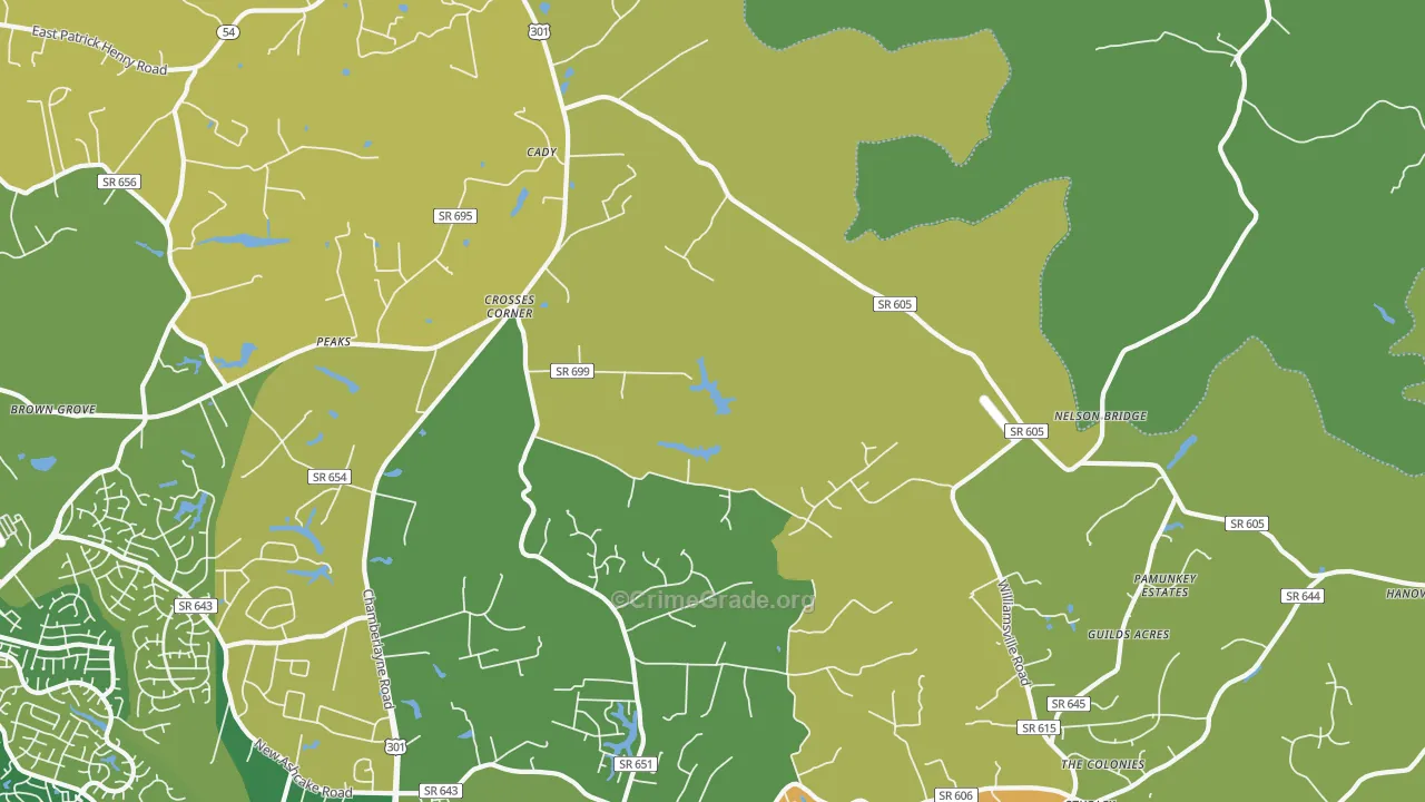 Crosses Corner, VA Map of Robbery Rates