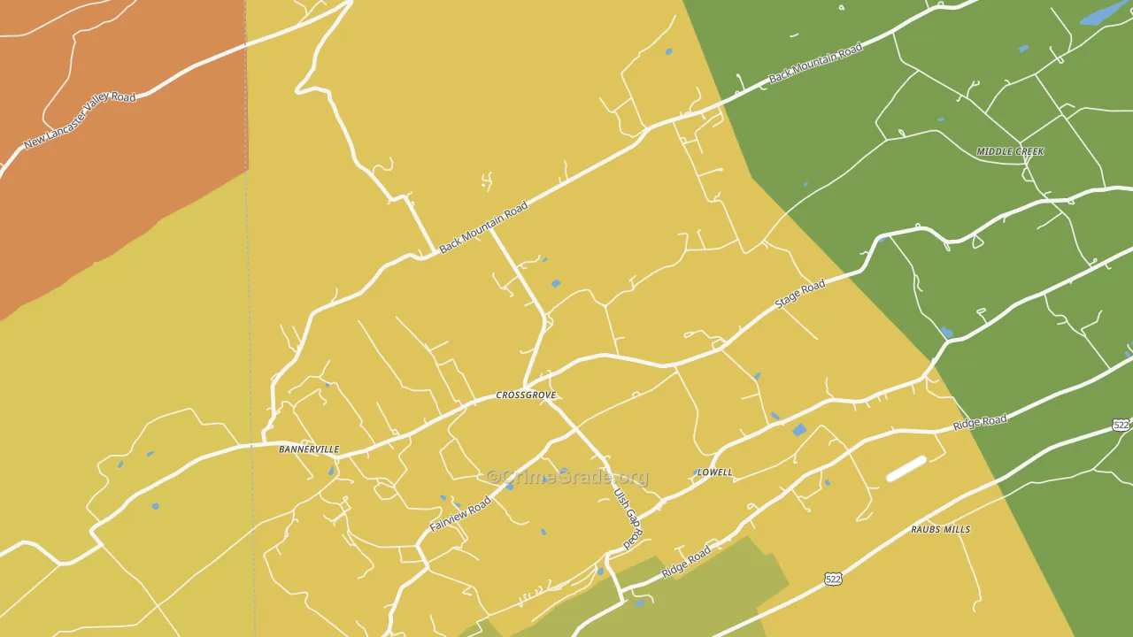 Crossgrove, PA Map of Robbery Rates