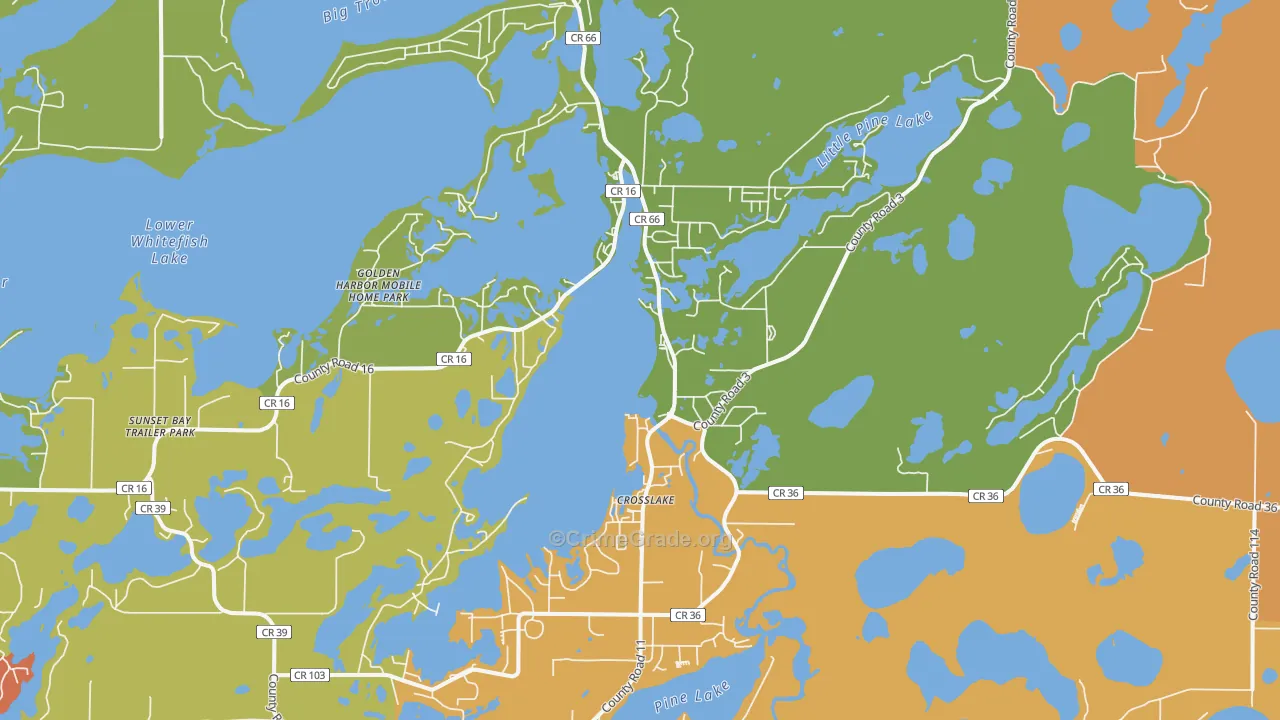 Crosslake, MN Map of Robbery Rates