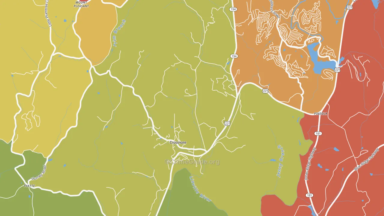 Crossnore, NC Map of Robbery Rates