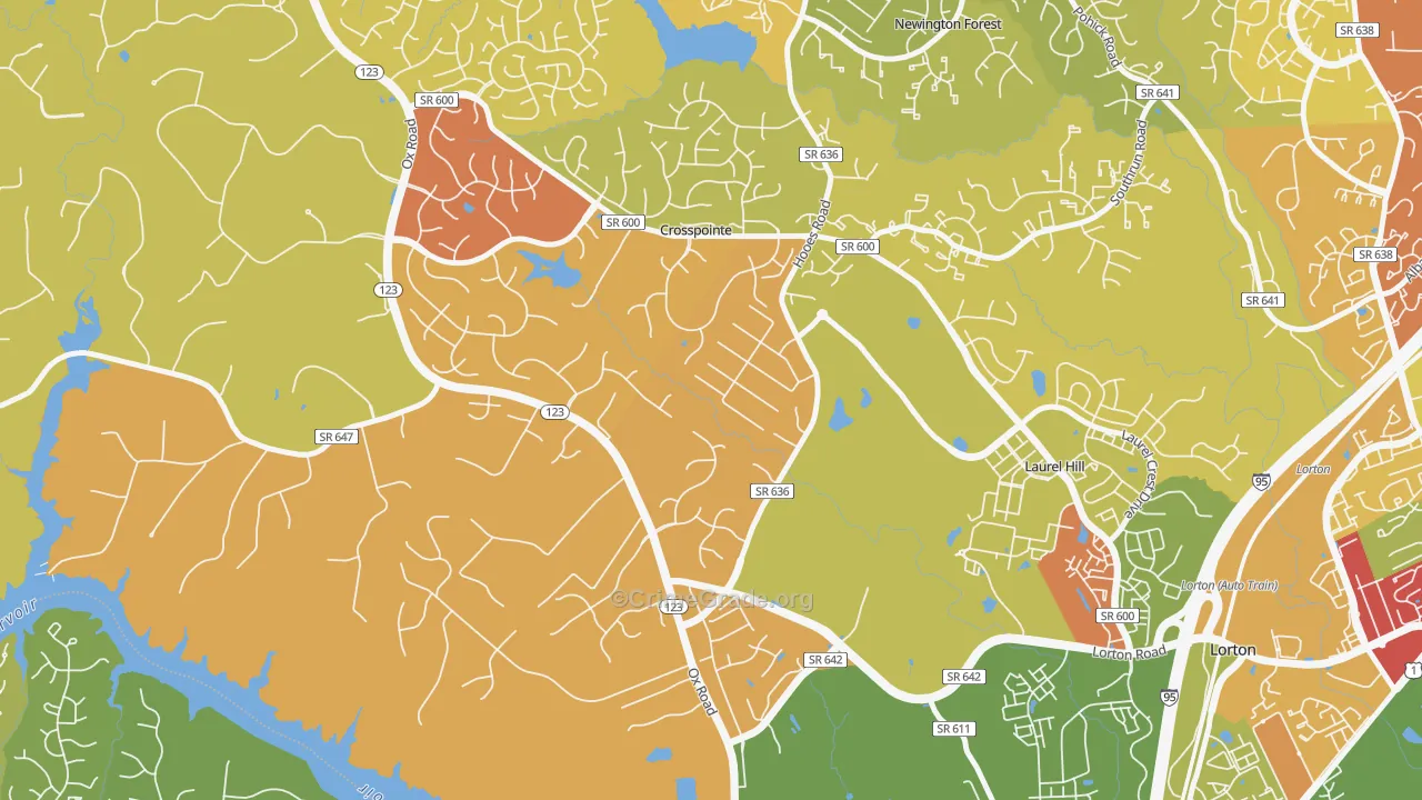Crosspointe, VA Map of Robbery Rates