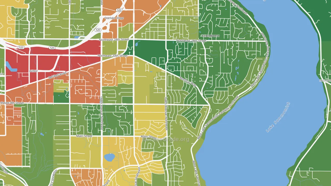 Crossroads, Bellevue, WA Map of Robbery Rates