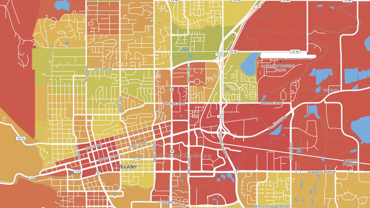 Crossroads, Boulder, CO Map of Robbery Rates
