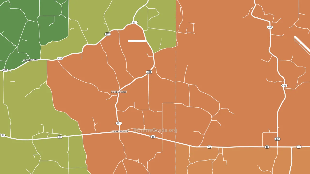 Crossroads, MS Map of Robbery Rates