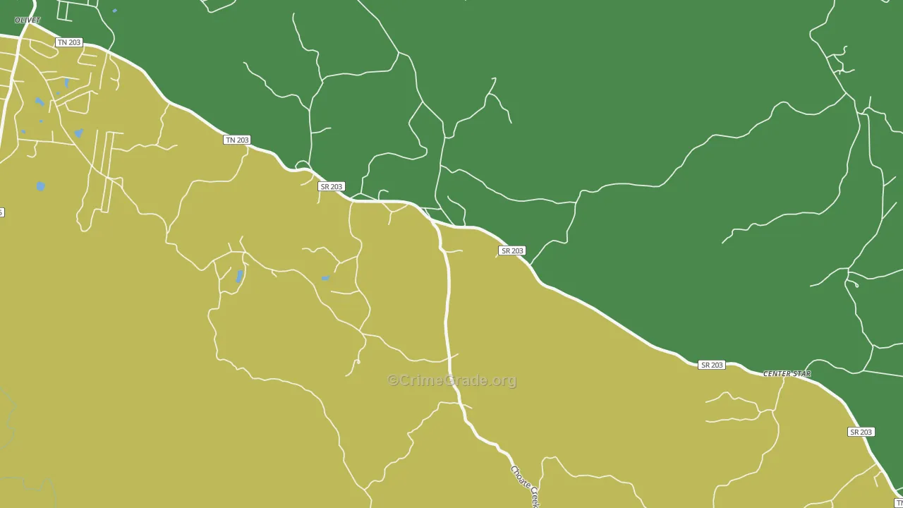 Crossroads, TN Map of Robbery Rates