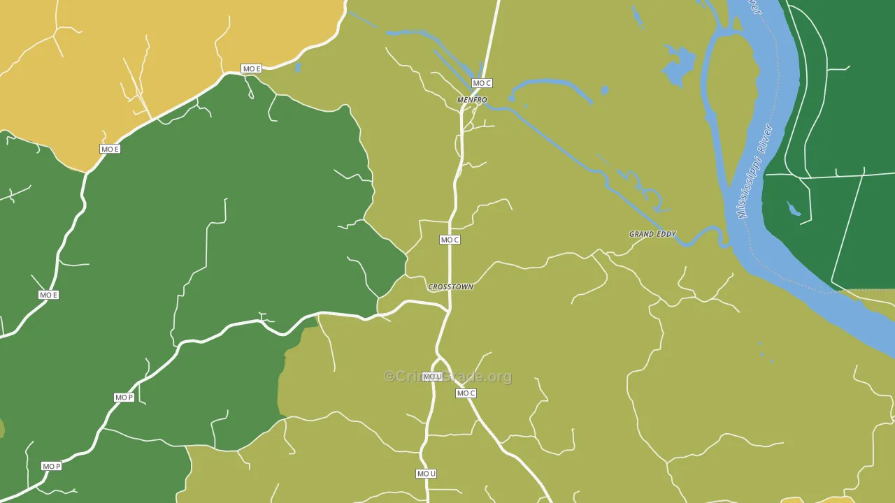Crosstown, MO Map of Robbery Rates