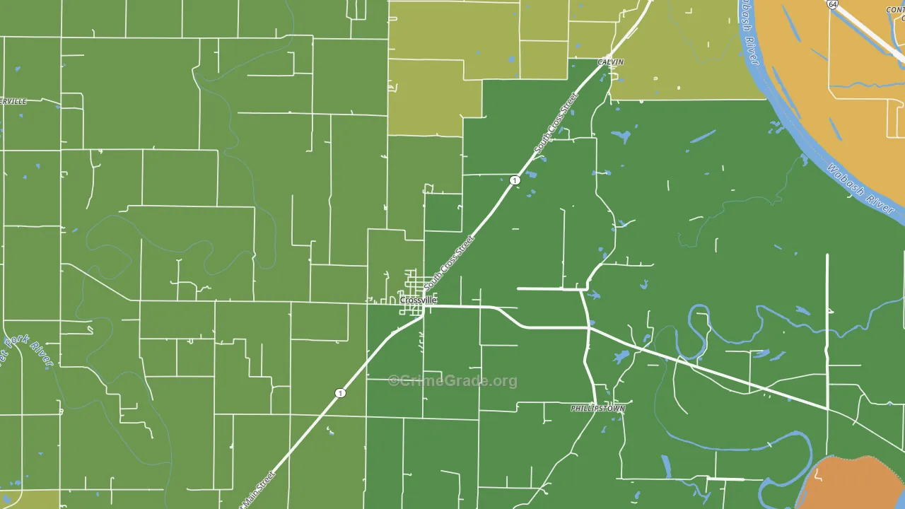 Crossville, IL Map of Robbery Rates