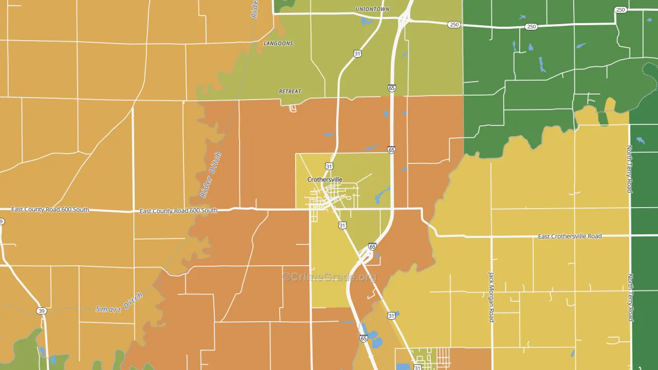 Crothersville, IN Map of Robbery Rates