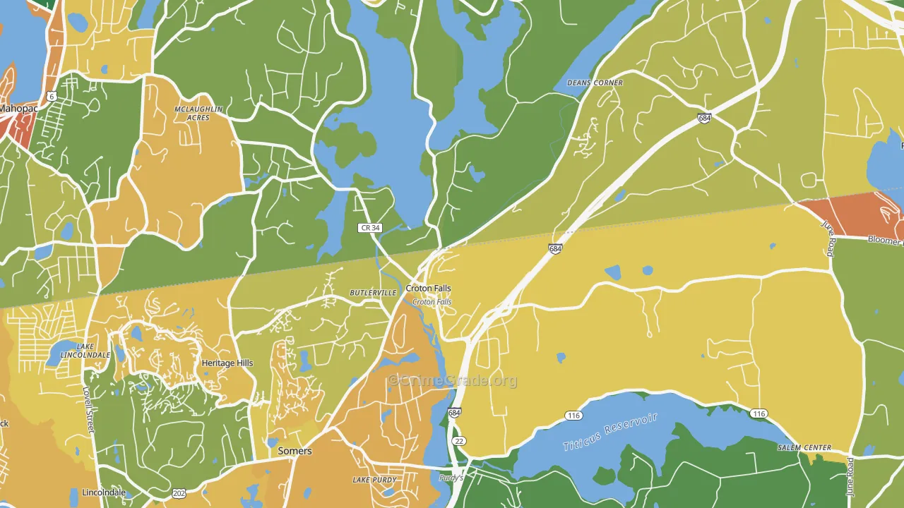 Croton Falls, NY Map of Robbery Rates
