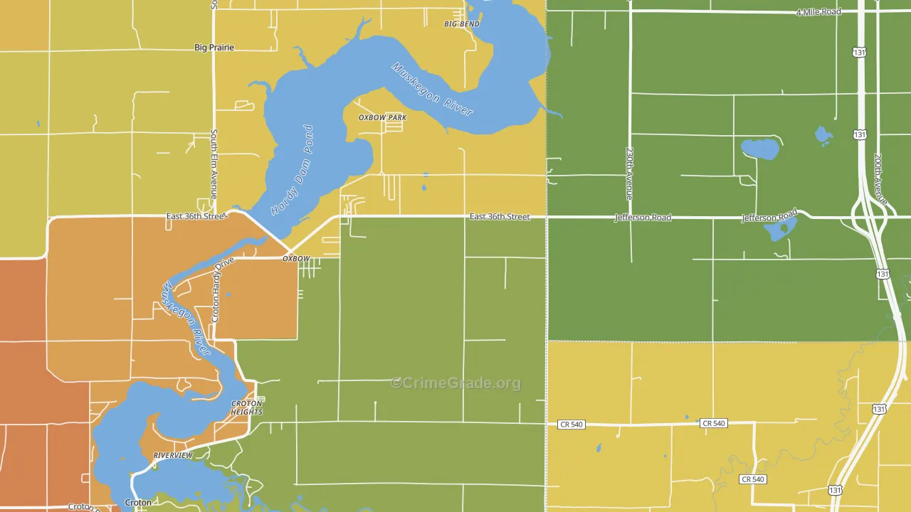 Croton Heights, MI Map of Robbery Rates